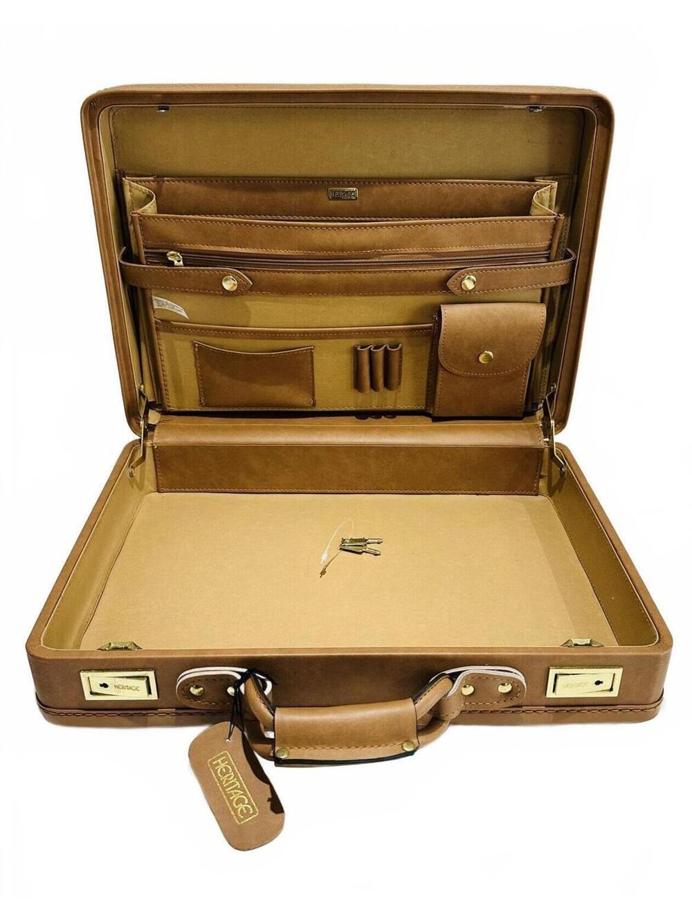 New Vintage Hartman Heritage Leather Attache' Briefcase w Organizer Compartments